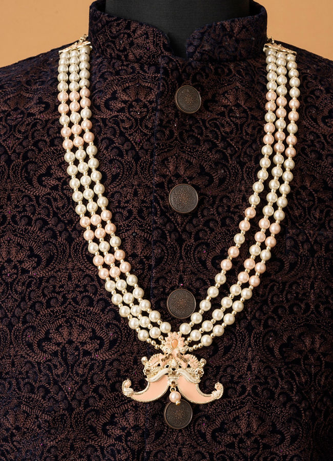 Manyavar Men Peach Elegance Mala