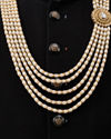 Manyavar Men Cream Mala with Pearl Detailing