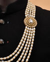 Manyavar Men Cream Mala with Pearl Detailing