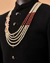 Manyavar Men Maroon Mala with Pearl Beading and Embellishments