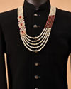 Manyavar Men Maroon Mala with Pearl Beading and Embellishments