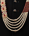 Manyavar Men Maroon Mala with Pearl Beading and Embellishments
