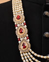 Manyavar Men Maroon Mala with Pearl Beading and Embellishments