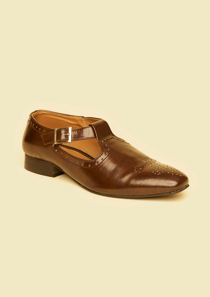 Twamev Men Elegant Brown Jooti