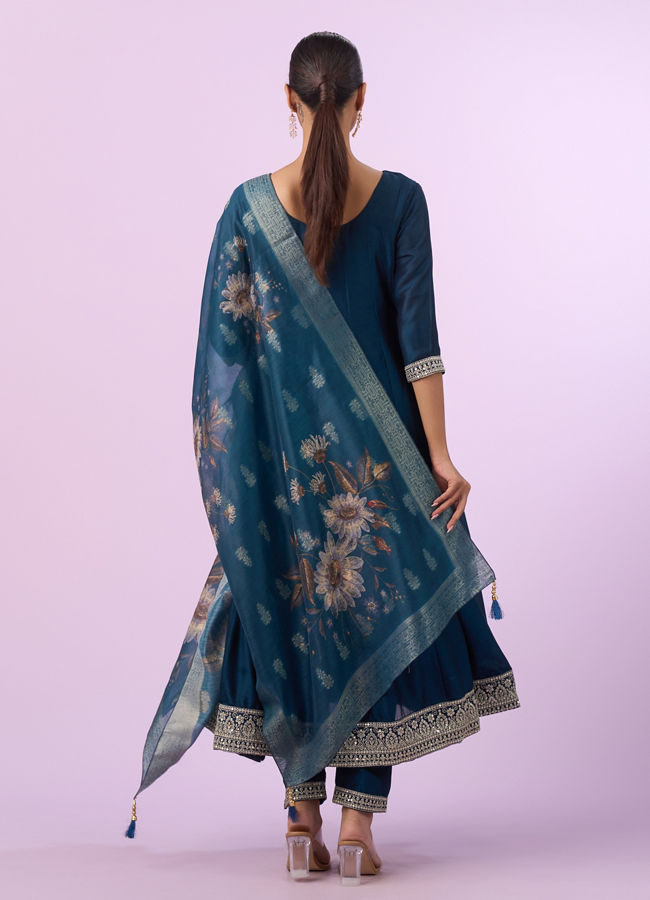 Mohey Women Tantalizing Teal Blue Anarkali Suit