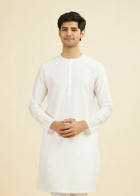 Manyavar Men Elegant White Festive Kurta