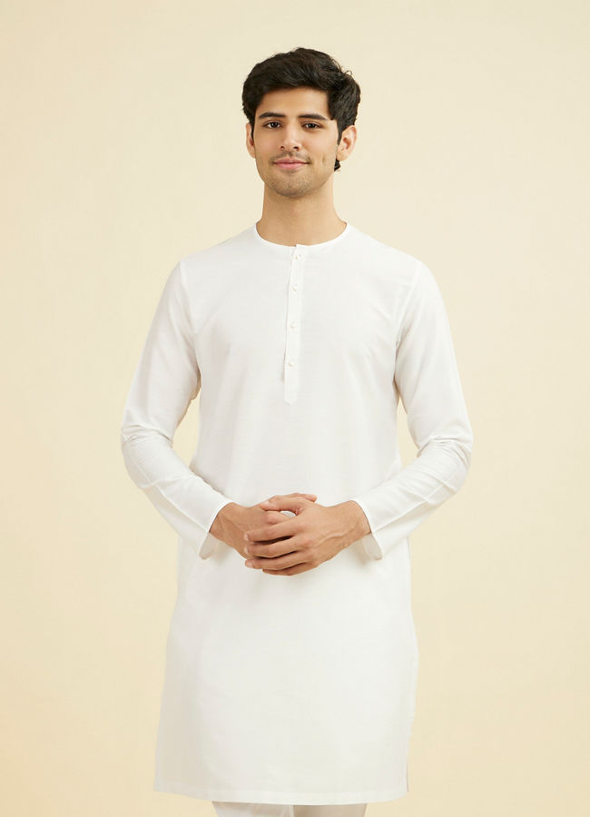 Manyavar Men Elegant White Festive Kurta