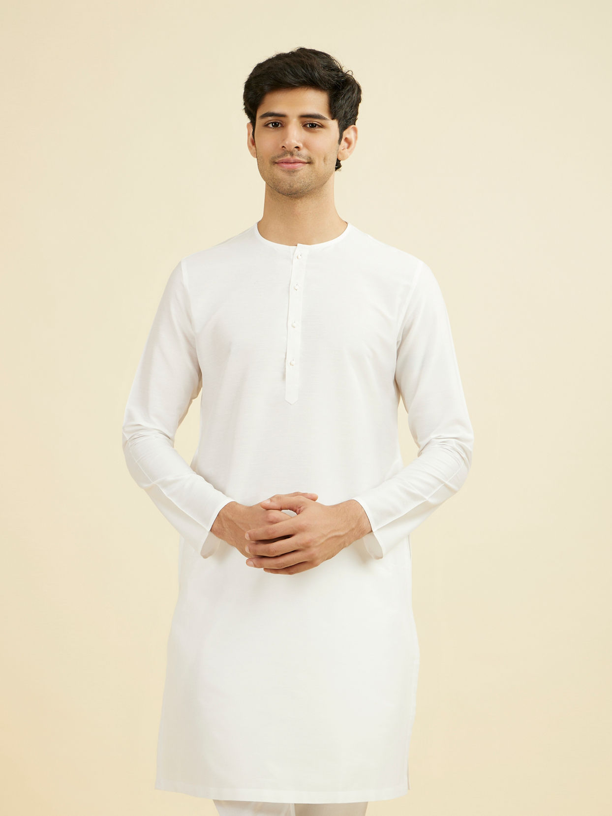 Manyavar Men Elegant White Festive Kurta