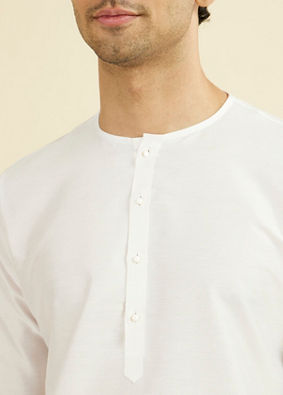 Manyavar Men Elegant White Festive Kurta