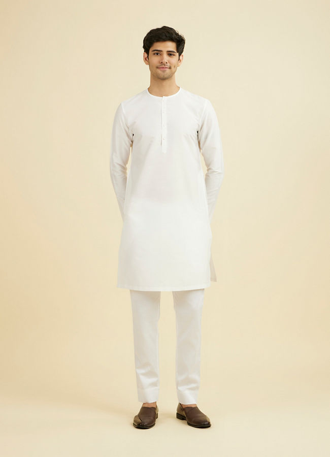 Manyavar Men Elegant White Festive Kurta