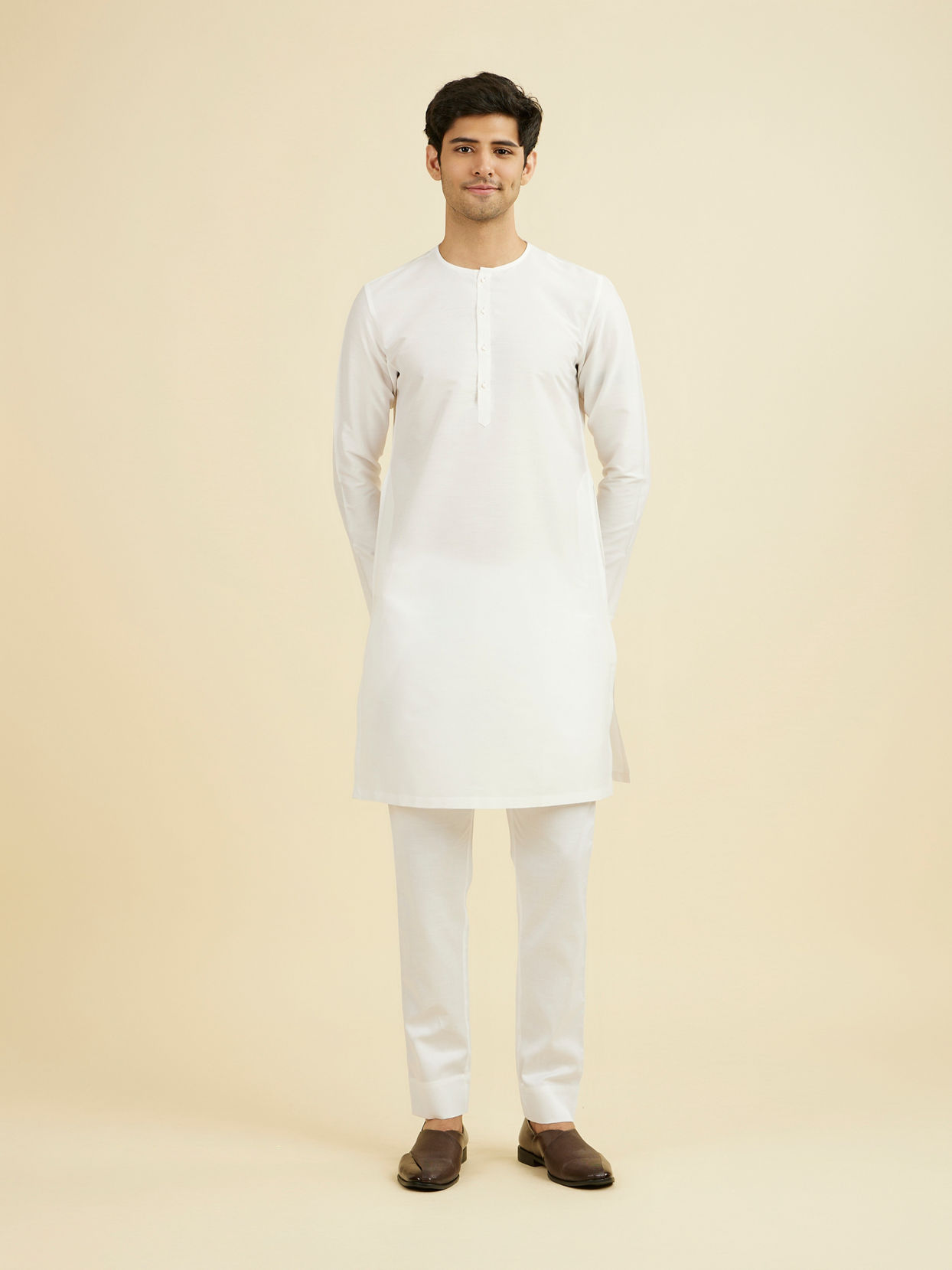 Manyavar Men Elegant White Festive Kurta