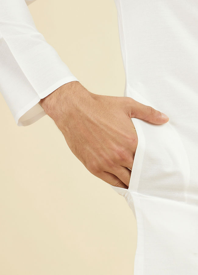 Manyavar Men Elegant White Festive Kurta