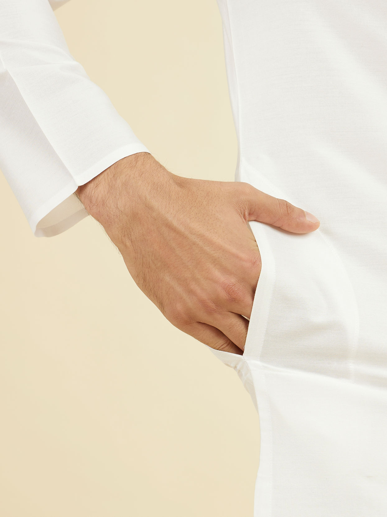 Manyavar Men Elegant White Festive Kurta