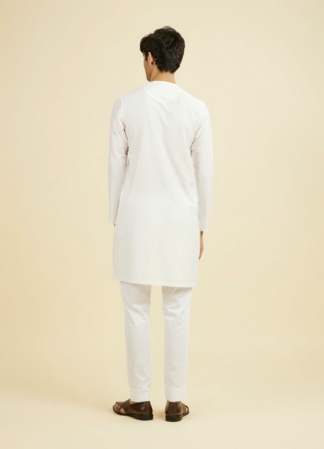 Manyavar Men Elegant White Festive Kurta