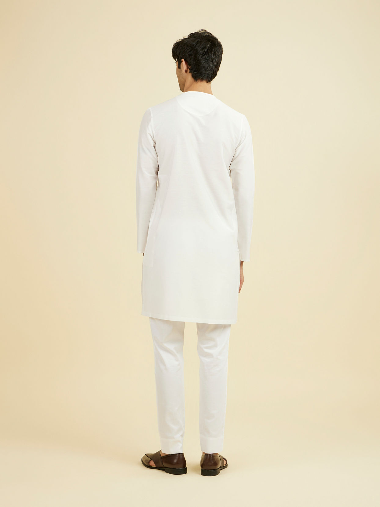 Manyavar Men Elegant White Festive Kurta