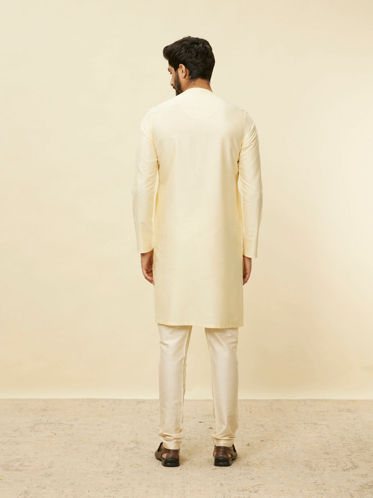 Manyavar Men Sand Beige Bandhgala Kurta