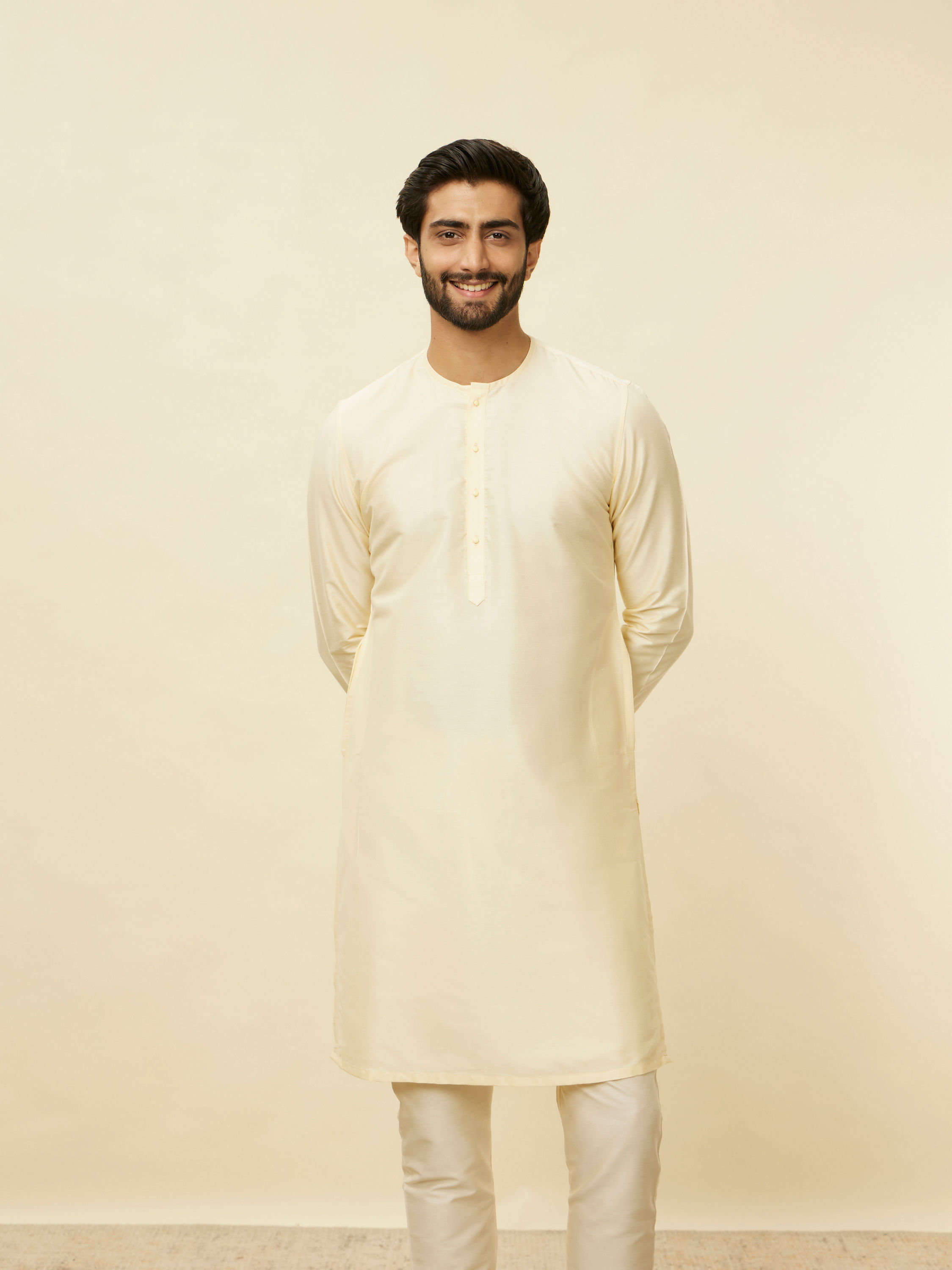 Manyavar Men Sand Beige Bandhgala Kurta