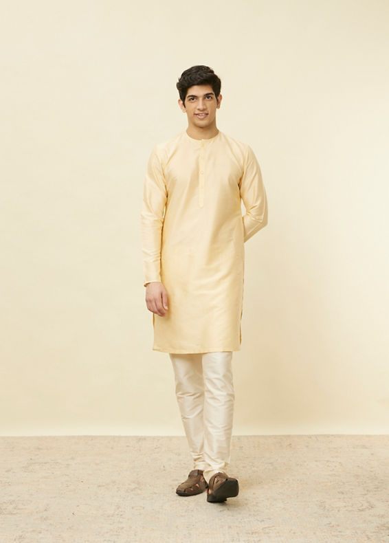 Manyavar Men Biscuit Beige Bandhgala Kurta