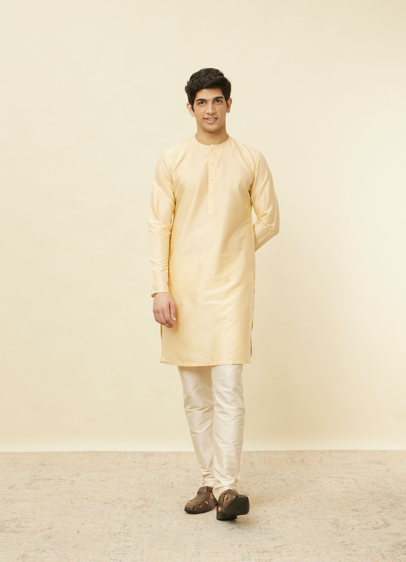 Manyavar Men Biscuit Beige Bandhgala Kurta