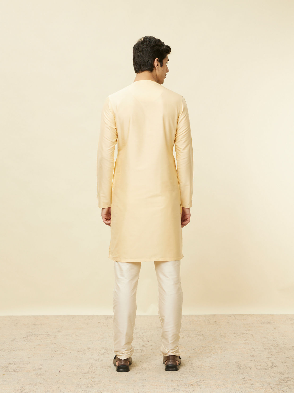 Manyavar Men Biscuit Beige Bandhgala Kurta