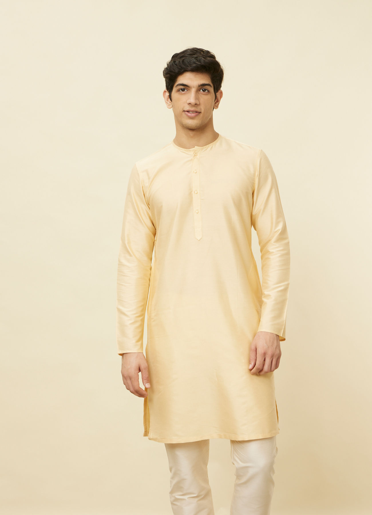 Manyavar Men Biscuit Beige Bandhgala Kurta