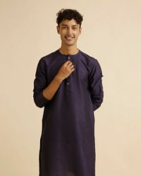 Manyavar Men Dark Blue Classic Plain Inside Kurta