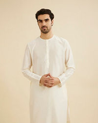 Manyavar Men White Plain Kurta