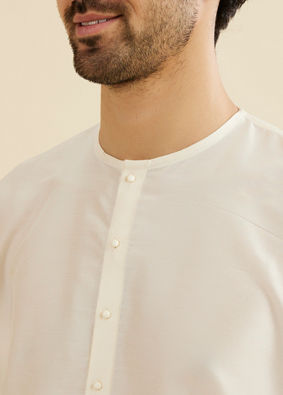 Manyavar Men White Plain Kurta