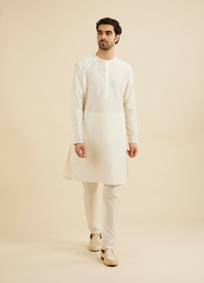 Manyavar Men White Plain Kurta