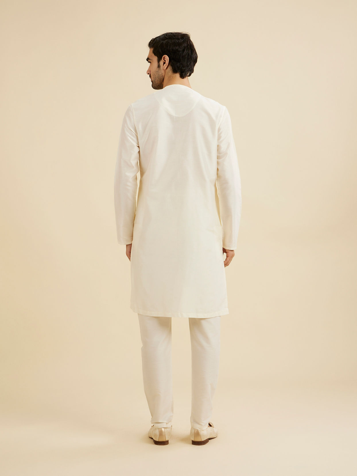 Manyavar Men White Plain Kurta