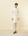 Manyavar Men Warm White Embroidered Bandhgala Kurta