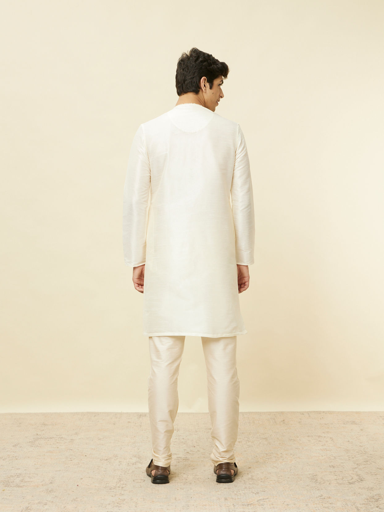 Buy Warm White Embroidered Bandhgala Kurta Online in India @Manyavar ...