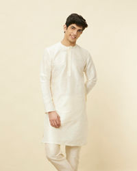 Manyavar Men Warm White Embroidered Bandhgala Kurta