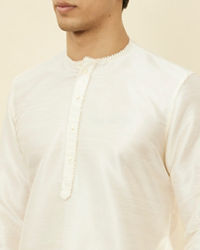 Manyavar Men Warm White Embroidered Bandhgala Kurta