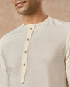 Manyavar Men Cream Blended Viscose Kurta