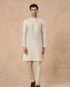 Manyavar Men Cream Blended Viscose Kurta