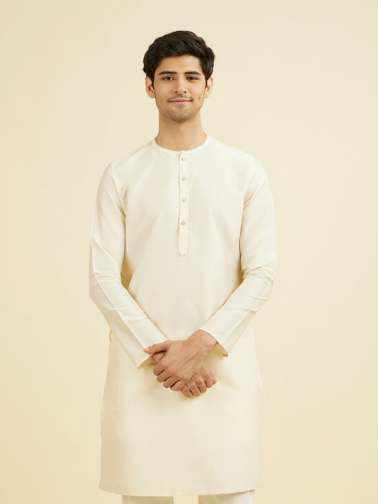 Manyavar Men Cream Elegance Kurta