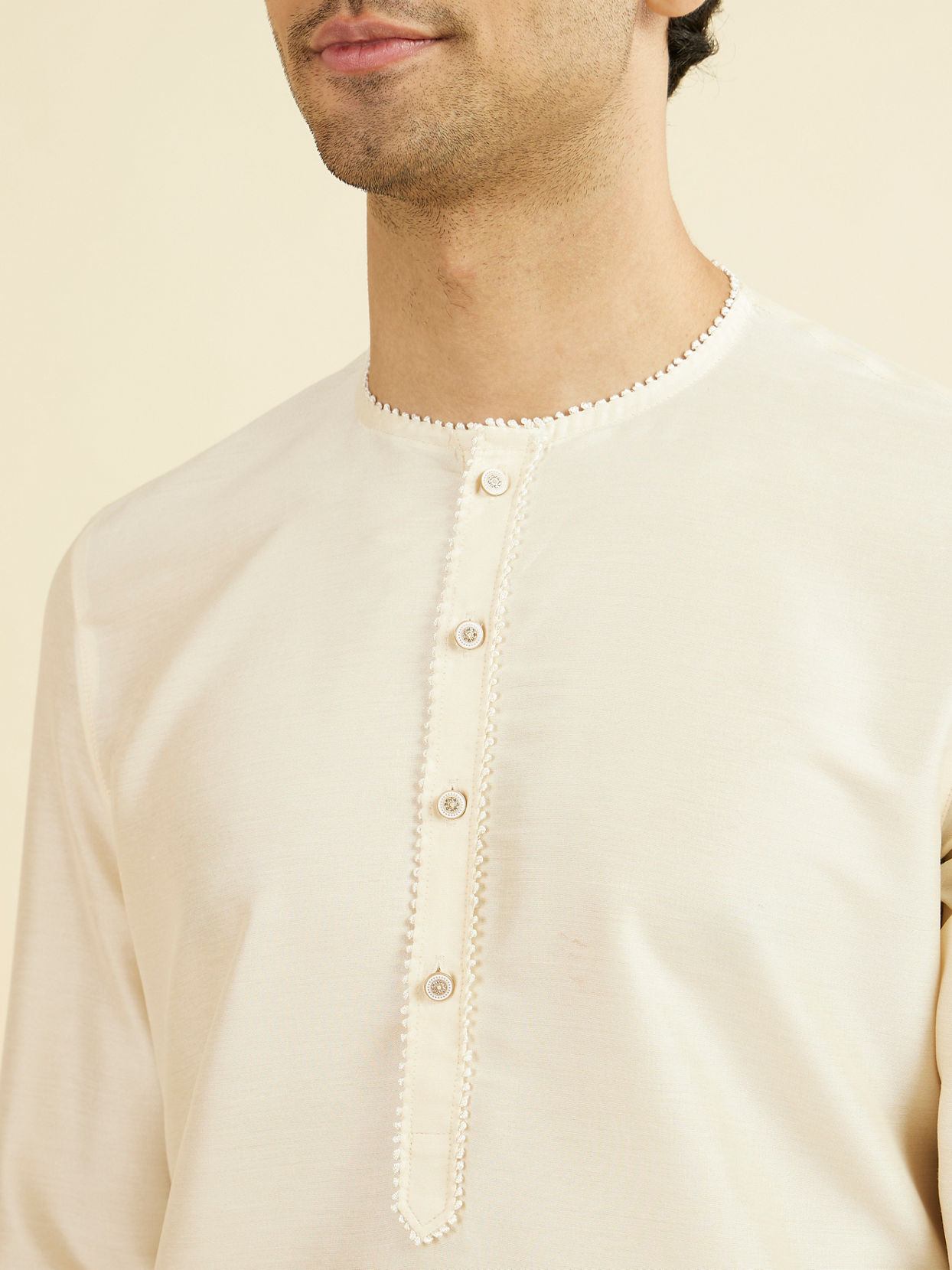 Manyavar Men Cream Elegance Kurta
