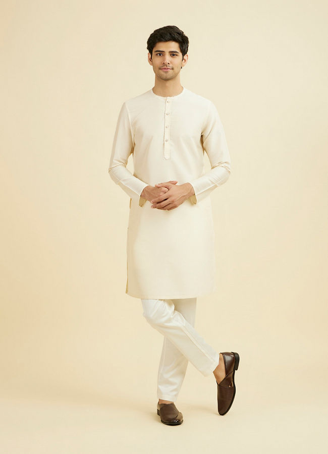 Manyavar Men Cream Elegance Kurta