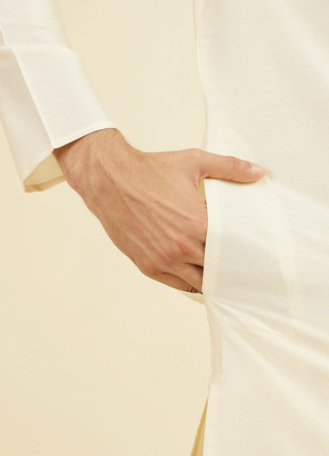 Manyavar Men Cream Elegance Kurta