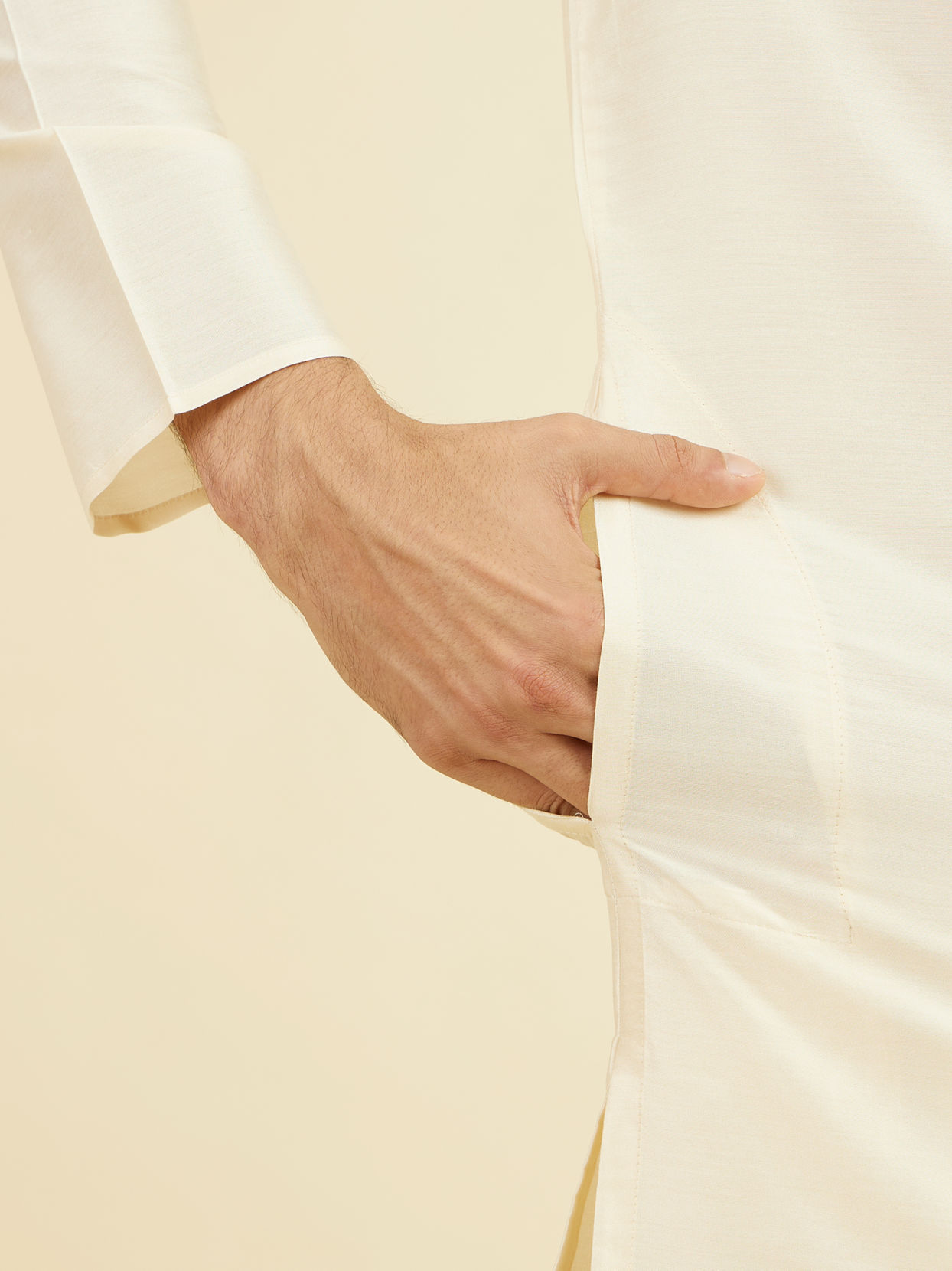 Manyavar Men Cream Elegance Kurta
