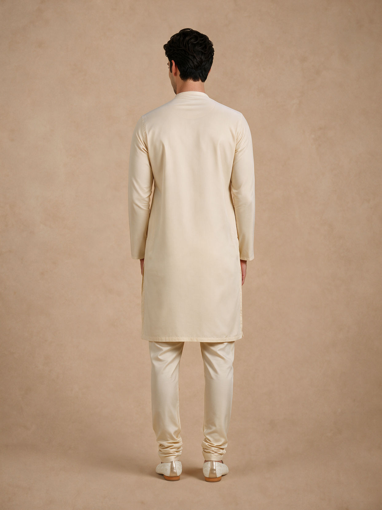 Manyavar Men Cream Round Neck Inside Kurta