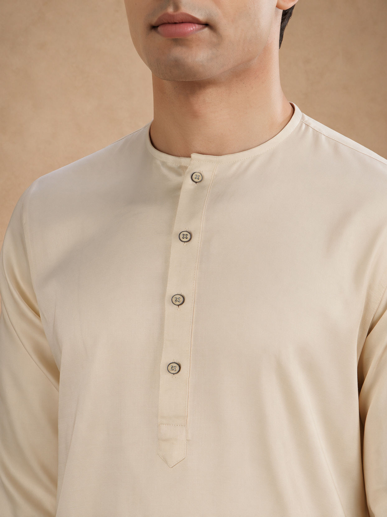 Manyavar Men Cream Round Neck Inside Kurta