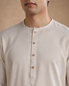 Manyavar Men Cream Solid Basic Inside Kurta