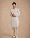 Manyavar Men Cream Solid Basic Inside Kurta