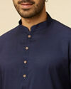 alt message - Manyavar Men Blue Jacquard Plain Design Kurta image number 1