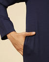 Manyavar Men Blue Jacquard Plain Design Kurta