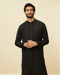 Manyavar Men Kohl Black Classic Kurta