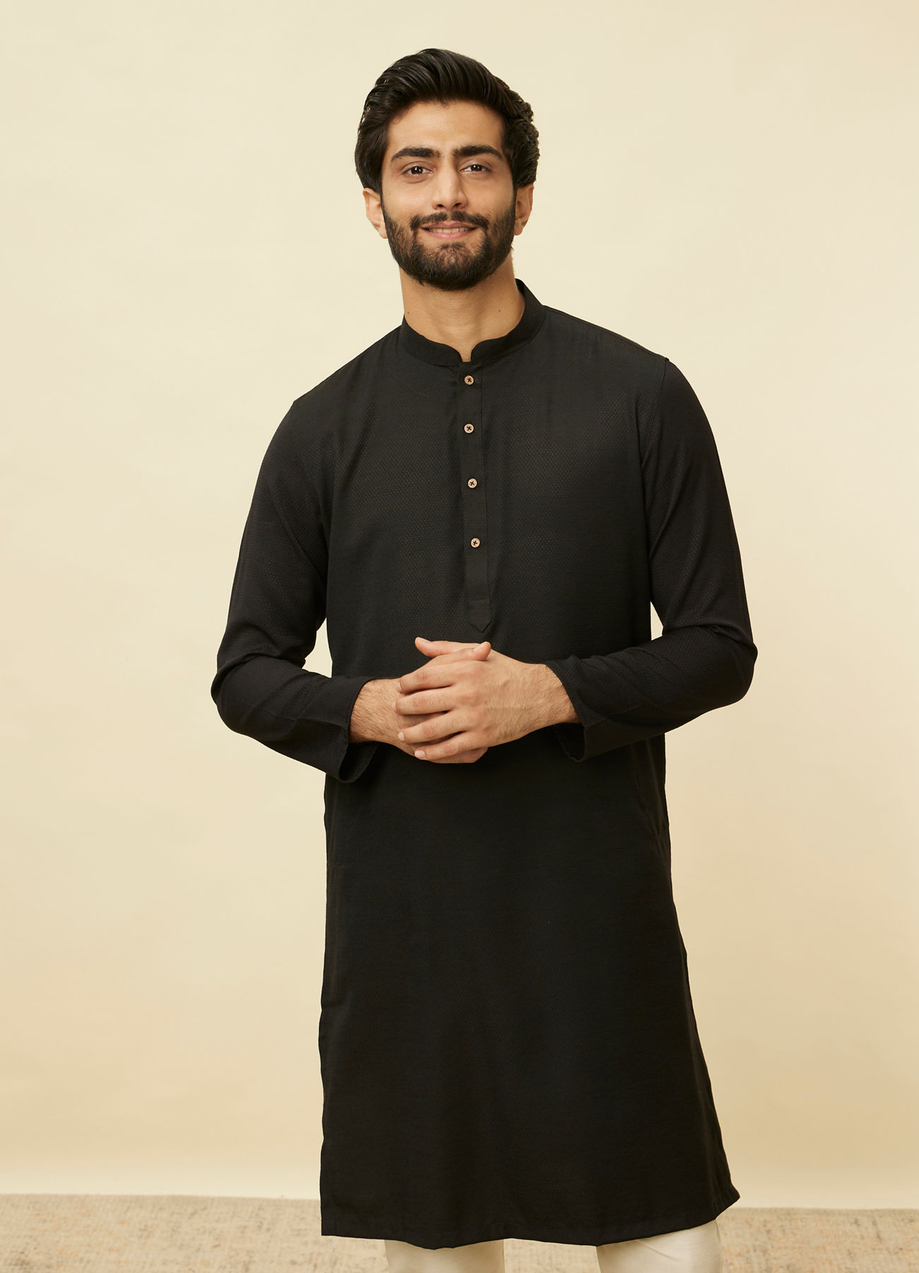 Manyavar Men Kohl Black Classic Kurta