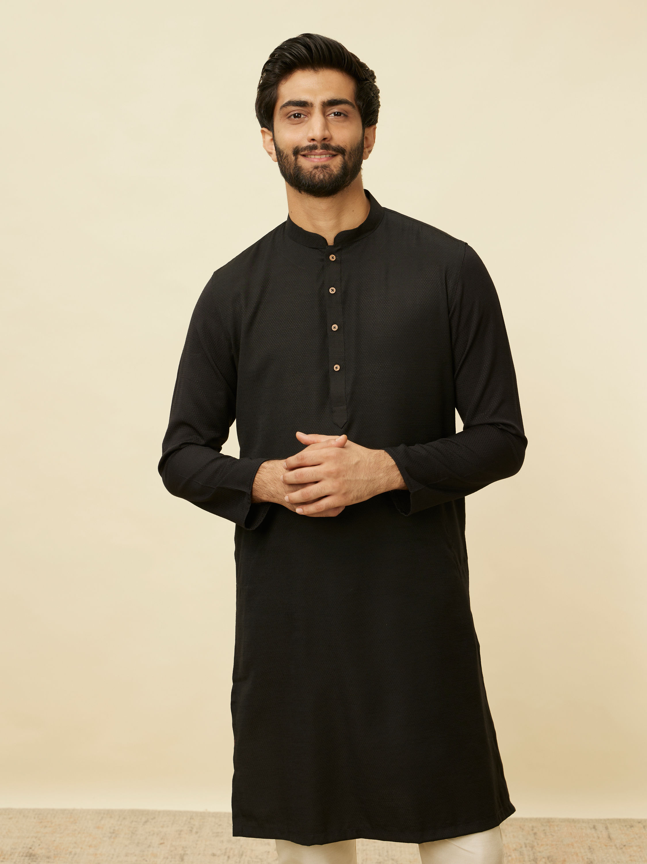 Manyavar Men Kohl Black Classic Kurta